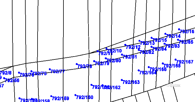 Parcela st. 792/11 v KÚ Hřivínův Újezd, Katastrální mapa