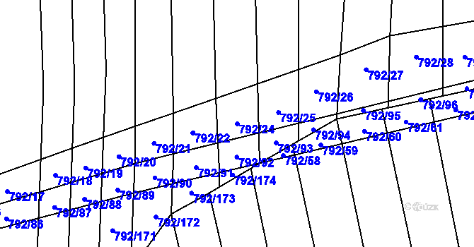 Parcela st. 792/24 v KÚ Hřivínův Újezd, Katastrální mapa