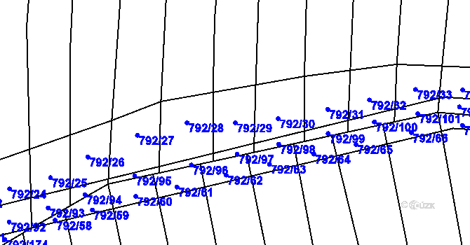 Parcela st. 792/29 v KÚ Hřivínův Újezd, Katastrální mapa