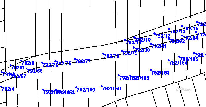 Parcela st. 792/78 v KÚ Hřivínův Újezd, Katastrální mapa