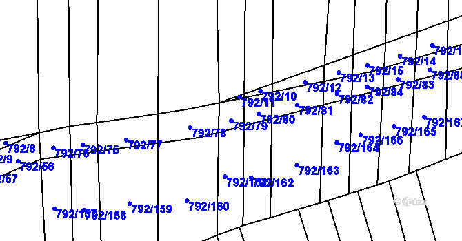 Parcela st. 792/79 v KÚ Hřivínův Újezd, Katastrální mapa