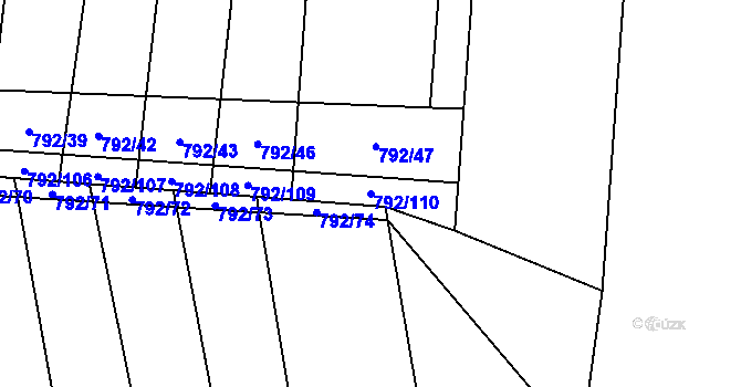 Parcela st. 792/110 v KÚ Hřivínův Újezd, Katastrální mapa