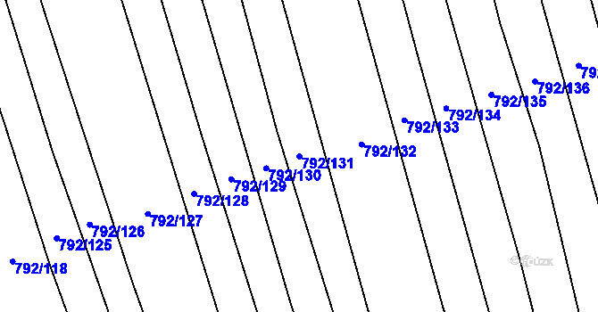 Parcela st. 792/131 v KÚ Hřivínův Újezd, Katastrální mapa