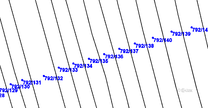 Parcela st. 792/136 v KÚ Hřivínův Újezd, Katastrální mapa