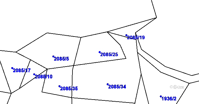 Parcela st. 2085/25 v KÚ Hřivínův Újezd, Katastrální mapa