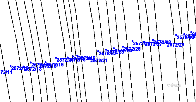 Parcela st. 2572/22 v KÚ Hřivínův Újezd, Katastrální mapa