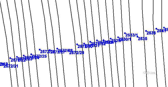 Parcela st. 2572/31 v KÚ Hřivínův Újezd, Katastrální mapa