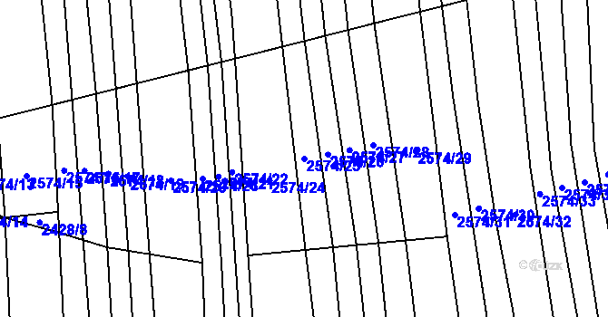 Parcela st. 2574/25 v KÚ Hřivínův Újezd, Katastrální mapa