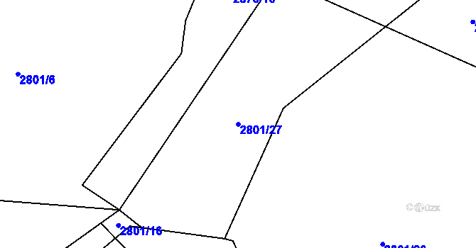 Parcela st. 2801/27 v KÚ Hřivínův Újezd, Katastrální mapa