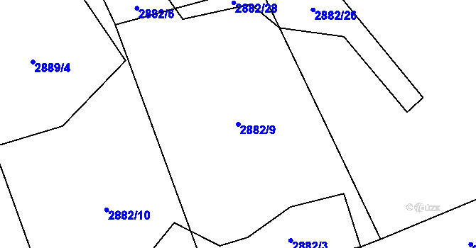 Parcela st. 2882/9 v KÚ Hřivínův Újezd, Katastrální mapa
