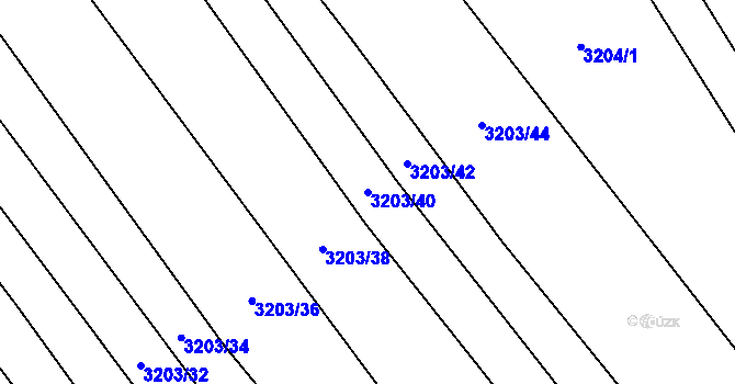 Parcela st. 3203/40 v KÚ Hřivínův Újezd, Katastrální mapa