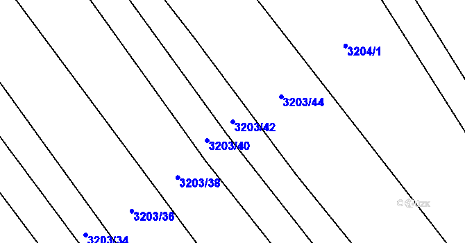 Parcela st. 3203/42 v KÚ Hřivínův Újezd, Katastrální mapa
