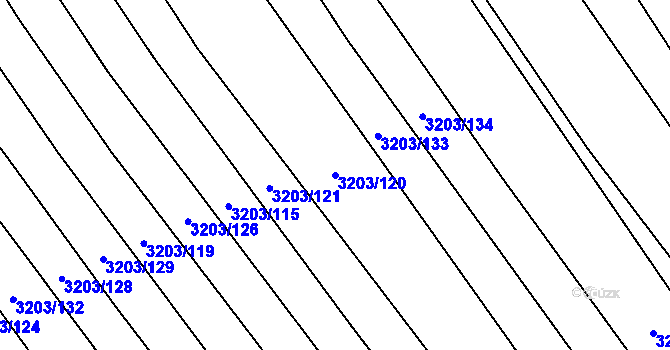 Parcela st. 3203/120 v KÚ Hřivínův Újezd, Katastrální mapa