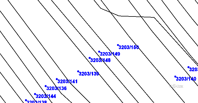 Parcela st. 3203/149 v KÚ Hřivínův Újezd, Katastrální mapa