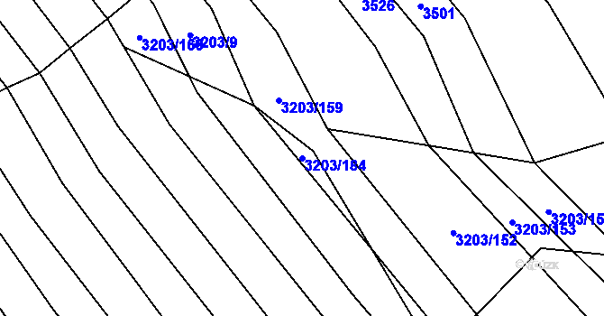 Parcela st. 3203/184 v KÚ Hřivínův Újezd, Katastrální mapa