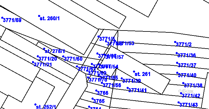 Parcela st. 3771/57 v KÚ Hřivínův Újezd, Katastrální mapa