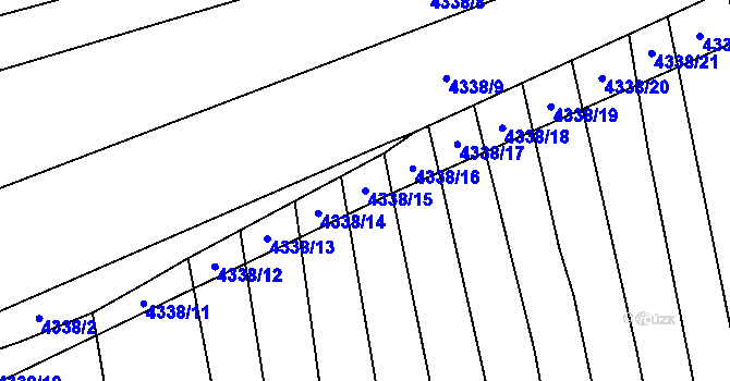 Parcela st. 4338/15 v KÚ Hřivínův Újezd, Katastrální mapa