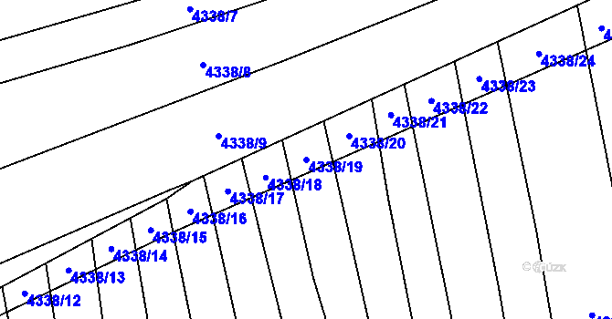 Parcela st. 4338/19 v KÚ Hřivínův Újezd, Katastrální mapa