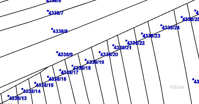 Parcela st. 4338/20 v KÚ Hřivínův Újezd, Katastrální mapa