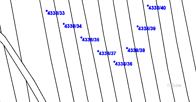 Parcela st. 4338/37 v KÚ Hřivínův Újezd, Katastrální mapa