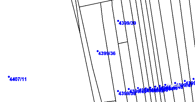 Parcela st. 4399/36 v KÚ Hřivínův Újezd, Katastrální mapa