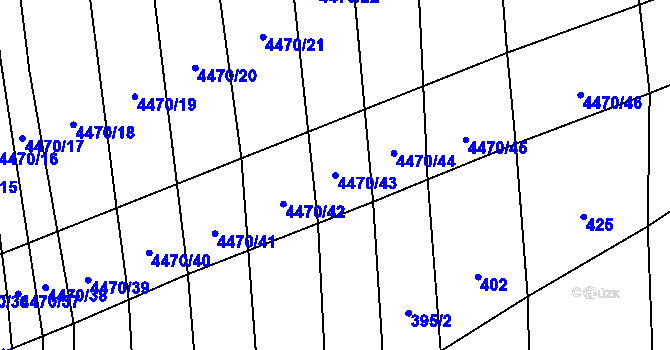 Parcela st. 4470/43 v KÚ Hřivínův Újezd, Katastrální mapa