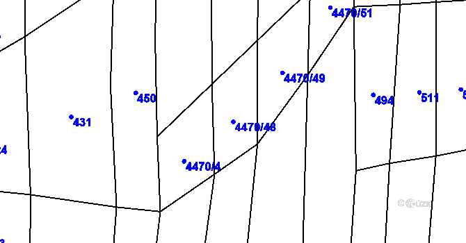 Parcela st. 4470/48 v KÚ Hřivínův Újezd, Katastrální mapa