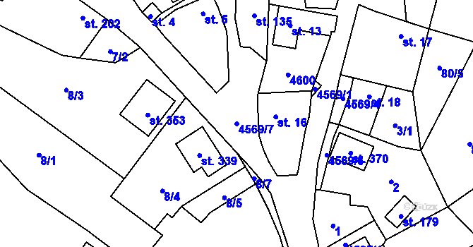 Parcela st. 4569/7 v KÚ Hřivínův Újezd, Katastrální mapa