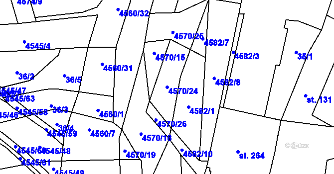 Parcela st. 4570/24 v KÚ Hřivínův Újezd, Katastrální mapa