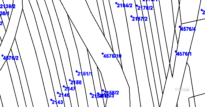 Parcela st. 4576/10 v KÚ Hřivínův Újezd, Katastrální mapa