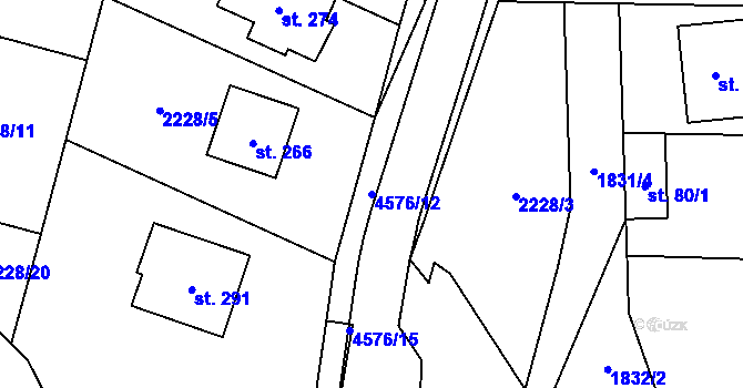 Parcela st. 4576/12 v KÚ Hřivínův Újezd, Katastrální mapa