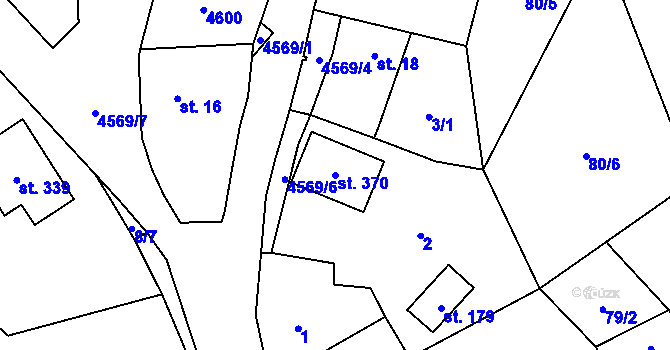 Parcela st. 370 v KÚ Hřivínův Újezd, Katastrální mapa