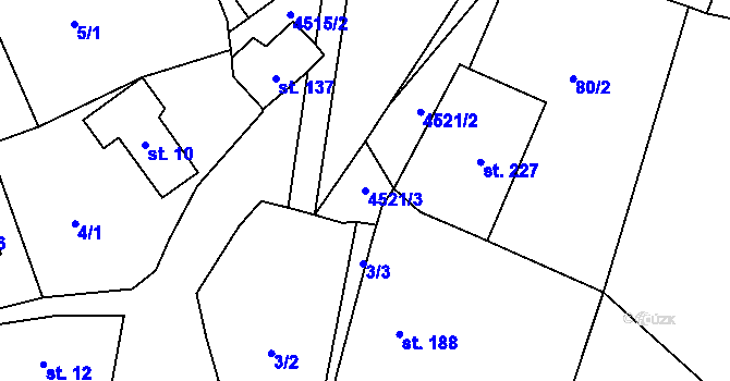 Parcela st. 4521/3 v KÚ Hřivínův Újezd, Katastrální mapa