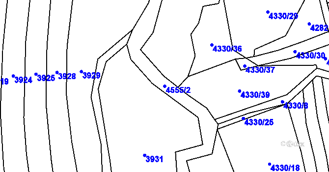 Parcela st. 4555/2 v KÚ Hřivínův Újezd, Katastrální mapa