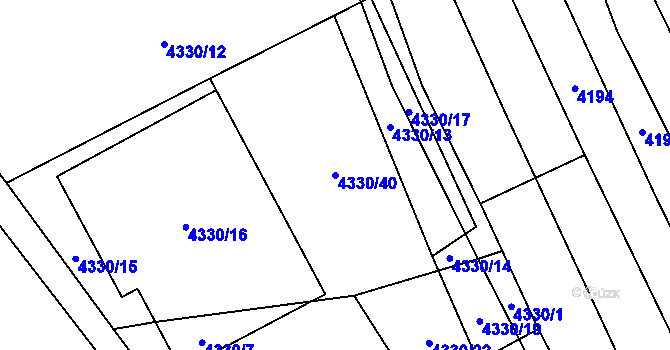 Parcela st. 4330/40 v KÚ Hřivínův Újezd, Katastrální mapa