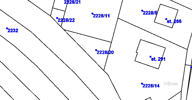Parcela st. 2228/20 v KÚ Hřivínův Újezd, Katastrální mapa