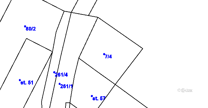 Parcela st. 7/4 v KÚ Hřivno, Katastrální mapa