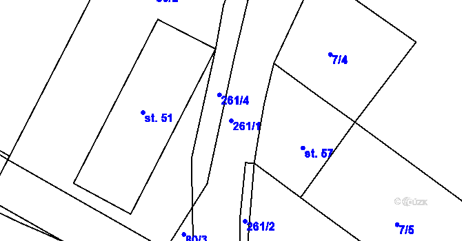 Parcela st. 261/1 v KÚ Hřivno, Katastrální mapa