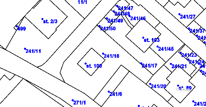 Parcela st. 241/18 v KÚ Hřivno, Katastrální mapa