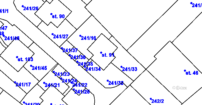 Parcela st. 91 v KÚ Hřivno, Katastrální mapa