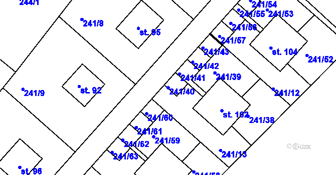 Parcela st. 241/40 v KÚ Hřivno, Katastrální mapa