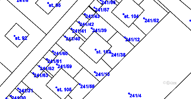 Parcela st. 102 v KÚ Hřivno, Katastrální mapa