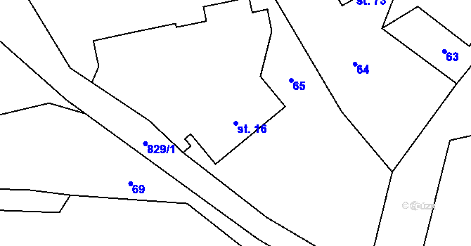Parcela st. 16 v KÚ Hřmenín, Katastrální mapa