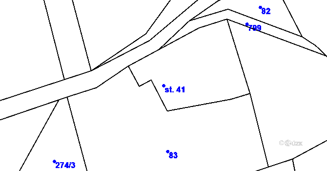 Parcela st. 41 v KÚ Hřmenín, Katastrální mapa