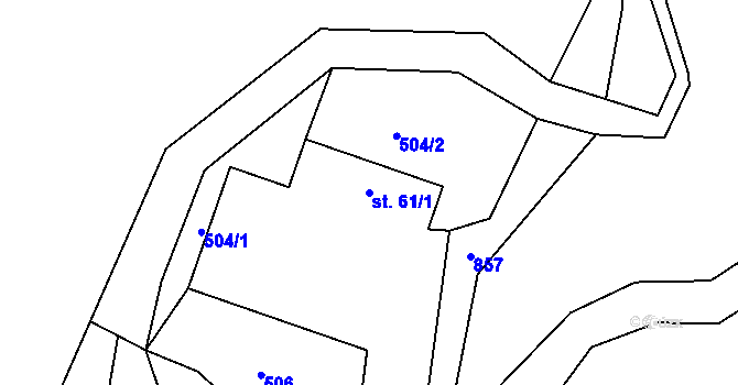 Parcela st. 61/1 v KÚ Hřmenín, Katastrální mapa