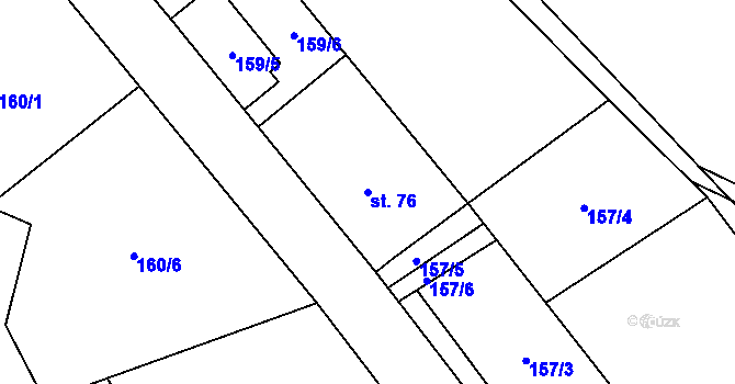 Parcela st. 76 v KÚ Hřmenín, Katastrální mapa