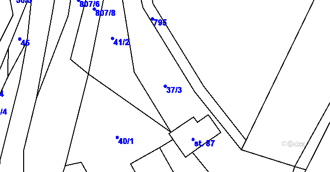 Parcela st. 37/3 v KÚ Hřmenín, Katastrální mapa