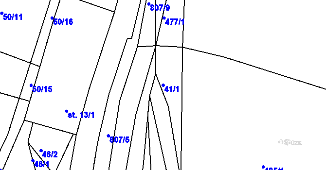 Parcela st. 41/1 v KÚ Hřmenín, Katastrální mapa