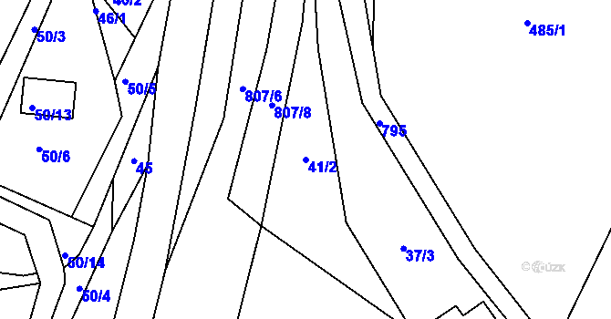 Parcela st. 41/2 v KÚ Hřmenín, Katastrální mapa