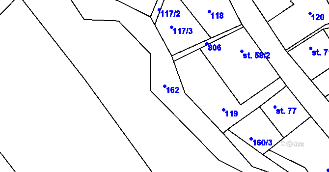 Parcela st. 162 v KÚ Hřmenín, Katastrální mapa